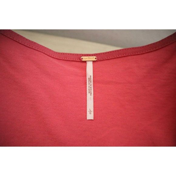 Free People OB1369457 Women's Sz L Velvet Rose Pink Kitty Tie Front Cropped Tee - Picture 4 of 8
